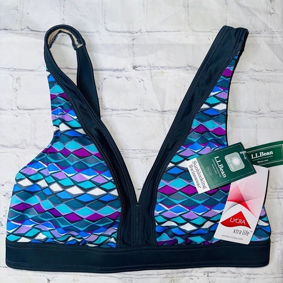 NWT Women’s Size 8 Reg LL Bean Bikini Top Sunblock Swimwear - Picture 1 of 7
